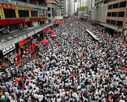 Manifestación de protesta en Hong Kong.
