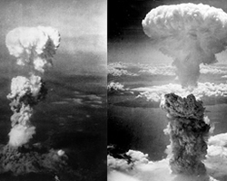 Hiroshima (6.8.45), Nagasaki (9.8.45).